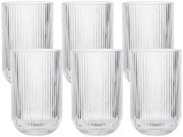 Jogo de Copos de Vidro 430ml 6 Peças Haus Concept Canelado