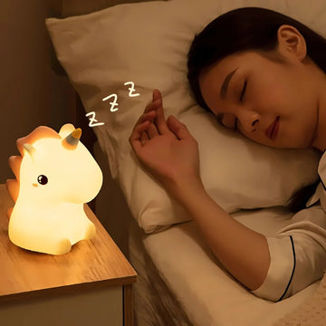Mini Luminária Abajur Unicornio Fofo Led Silicone Touch Recarregável