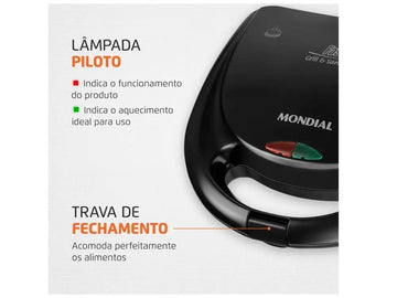 Sanduicheira Mondial Fast Grill S-12 Preta 750W - 220V
