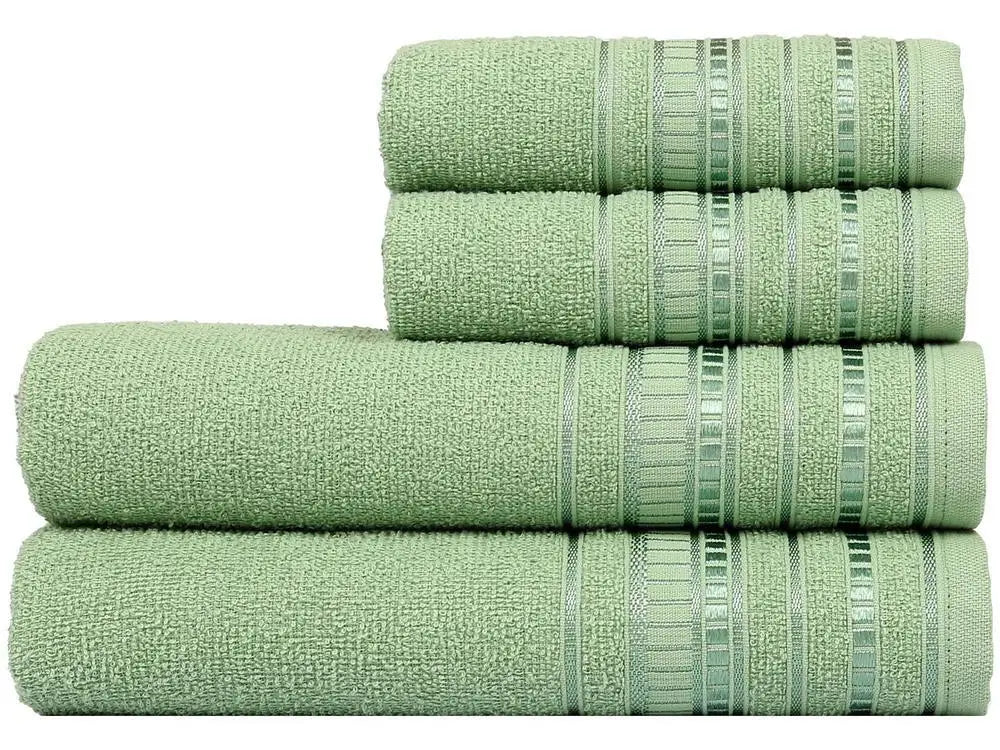 Jogo de Toalhas de Banho Atlântica Delicata Garden Verde Menta 4 Peças